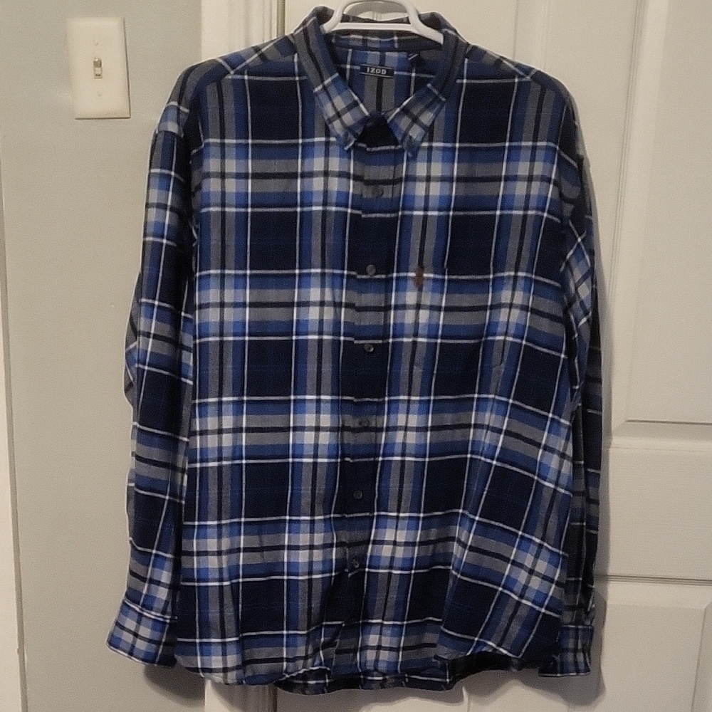 IZOD Men's Blue Plaid Shirt 3XLT